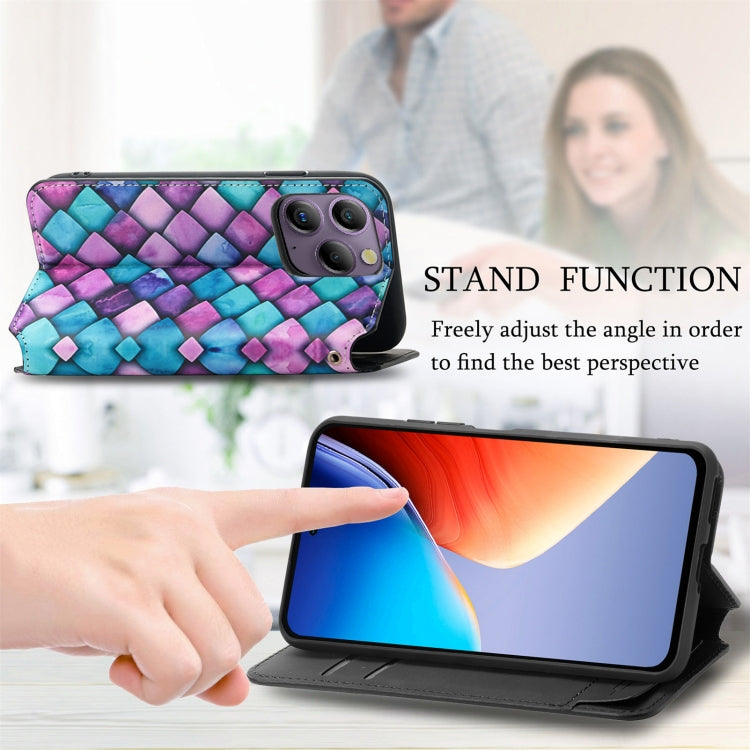 For Blackview A96 CaseNeo Colorful Magnetic Leather Phone Case(Purple Scales) - More Brand by buy2fix | Online Shopping UK | buy2fix