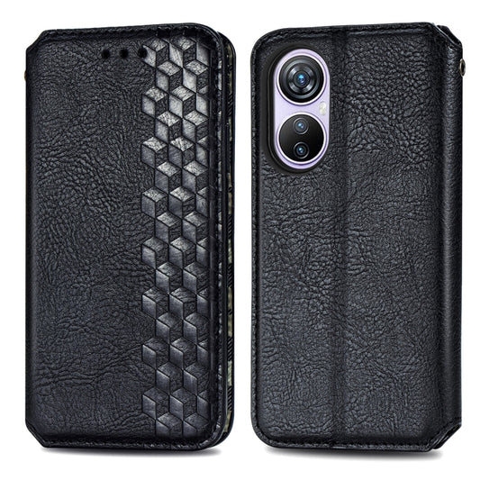 For Blackview A200 Pro Cubic Grid Pressed Magnetic Leather Phone Case(Black) by buy2fix