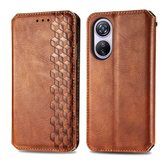 For Blackview A200 Pro Cubic Grid Pressed Magnetic Leather Phone Case(Brown) by buy2fix