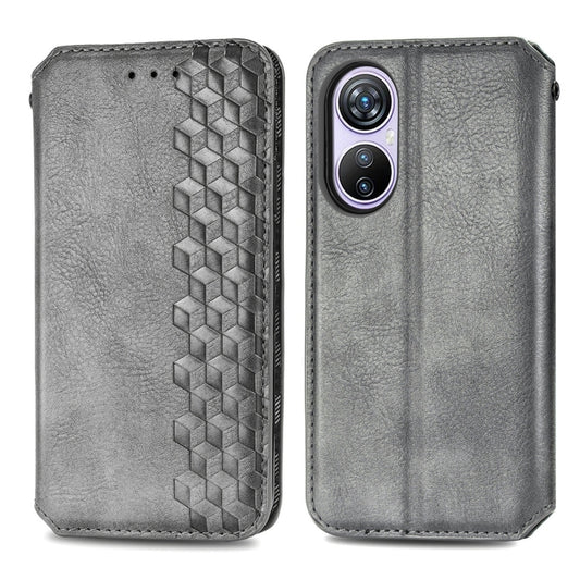For Blackview A200 Pro Cubic Grid Pressed Magnetic Leather Phone Case(Grey) by buy2fix