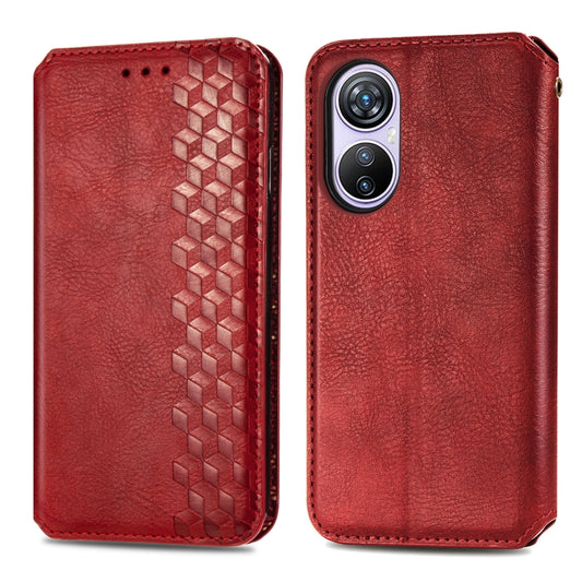 For Blackview A200 Pro Cubic Grid Pressed Magnetic Leather Phone Case(Red) by buy2fix
