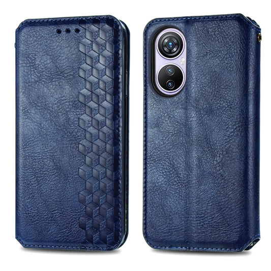 For Blackview A200 Pro Cubic Grid Pressed Magnetic Leather Phone Case(Blue) by buy2fix