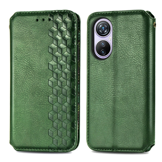 For Blackview A200 Pro Cubic Grid Pressed Magnetic Leather Phone Case(Green) by buy2fix