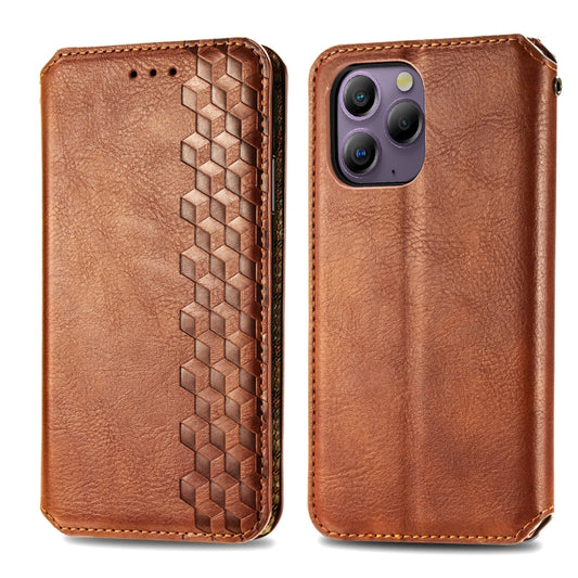 For Blackview A96 Cubic Grid Pressed Magnetic Leather Phone Case(Brown) by buy2fix