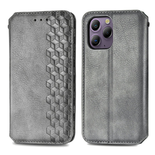 For Blackview A96 Cubic Grid Pressed Magnetic Leather Phone Case(Grey) by buy2fix