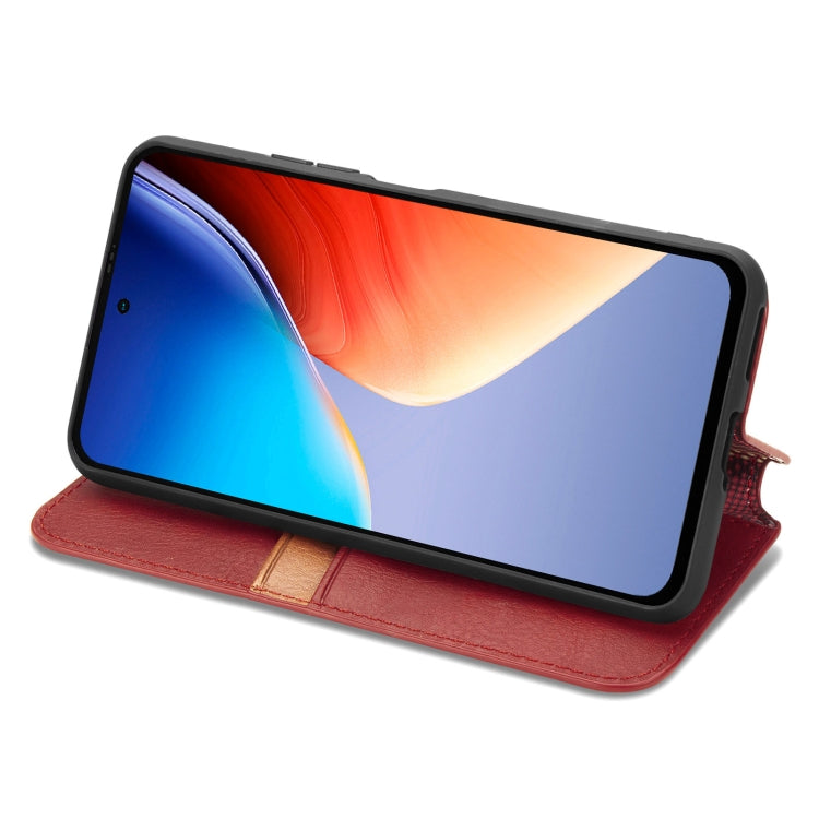 For Blackview A96 Cubic Grid Pressed Magnetic Leather Phone Case(Red) - More Brand by buy2fix | Online Shopping UK | buy2fix