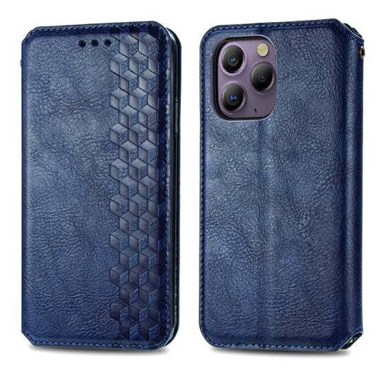 For Blackview A96 Cubic Grid Pressed Magnetic Leather Phone Case(Blue) by buy2fix