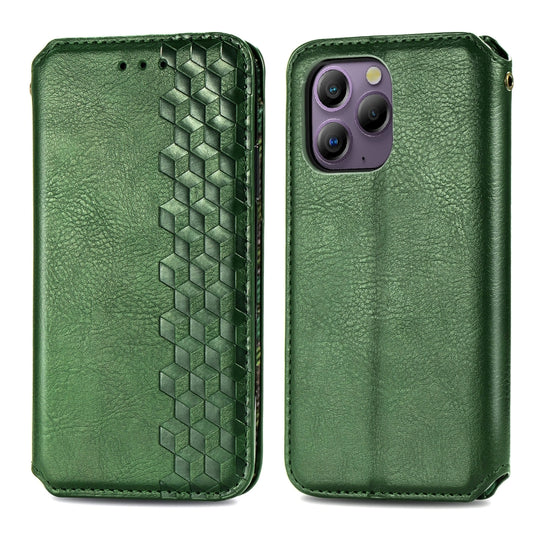 For Blackview A96 Cubic Grid Pressed Magnetic Leather Phone Case(Green) by buy2fix