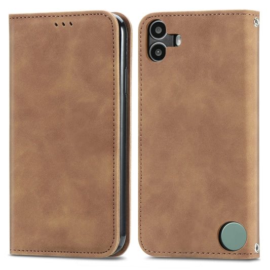 For Nothing CMF Phone 1 Retro Skin Feel Magnetic Flip Leather Phone Case(Brown) - Nothing Cases by buy2fix | Online Shopping UK | buy2fix