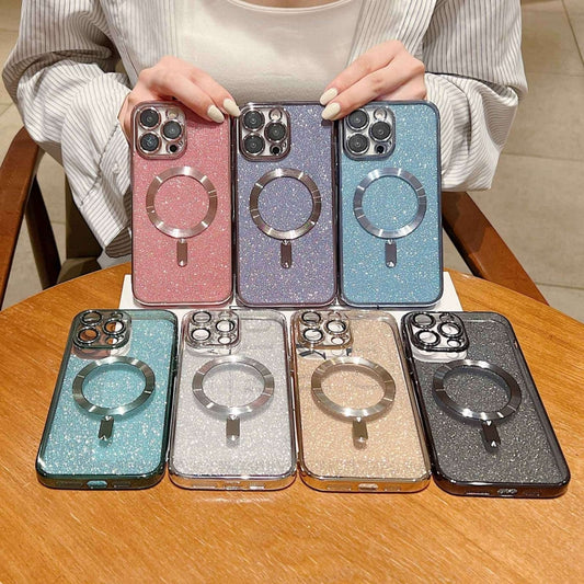 For iPhone XR Glitter Electroplating MagSafe TPU Phone Case(Silver) by buy2fix