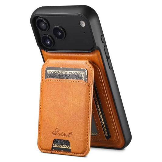 For iPhone 17 Pro Max Suteni H15 MagSafe Oil Eax Leather Detachable Wallet Back Phone Case(Khaki) - iPhone 17 Pro Max Cases by Suteni | Online Shopping UK | buy2fix