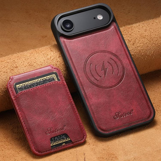 For iPhone 17 Air Suteni H15 MagSafe Oil Eax Leather Detachable Wallet Back Phone Case(Red) - iPhone 17 Air Cases by Suteni | Online Shopping UK | buy2fix