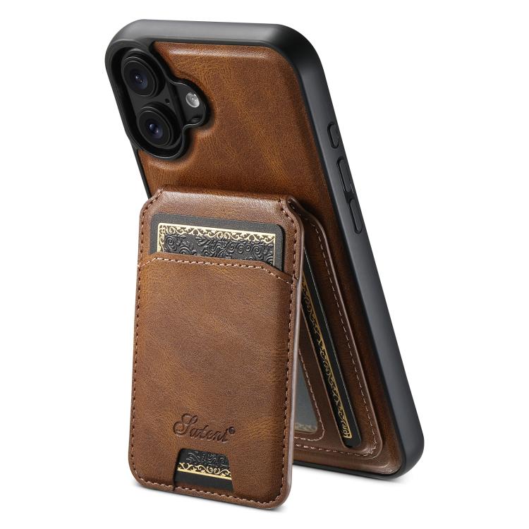 For iPhone 17 Suteni H15 MagSafe Oil Eax Leather Detachable Wallet Back Phone Case(Brown) - iPhone 17 Cases by Suteni | Online Shopping UK | buy2fix