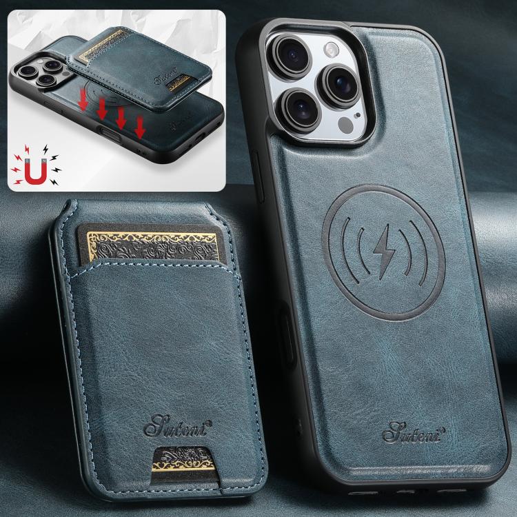 For iPhone 17 Suteni H15 MagSafe Oil Eax Leather Detachable Wallet Back Phone Case(Red) - iPhone 17 Cases by Suteni | Online Shopping UK | buy2fix