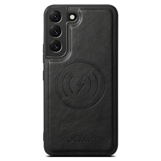 For Samsung Galaxy S22 5G Suteni H15 Oil Eax Leather Detachable Wallet Back Phone Case(Black) by Suteni