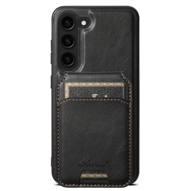 For Samsung Galaxy S24 5G Suteni H15 Oil Eax Leather Detachable Wallet Back Phone Case(Black) - Galaxy S24 5G Cases by Suteni | Online Shopping UK | buy2fix