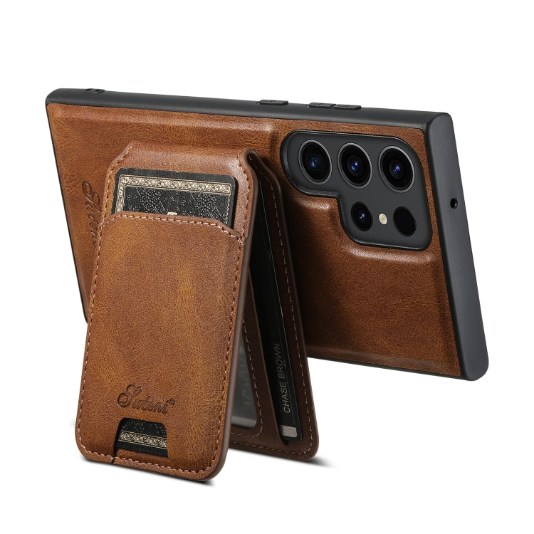For Samsung Galaxy S24 5G Suteni H15 Oil Eax Leather Detachable Wallet Back Phone Case(Black) - Galaxy S24 5G Cases by Suteni | Online Shopping UK | buy2fix