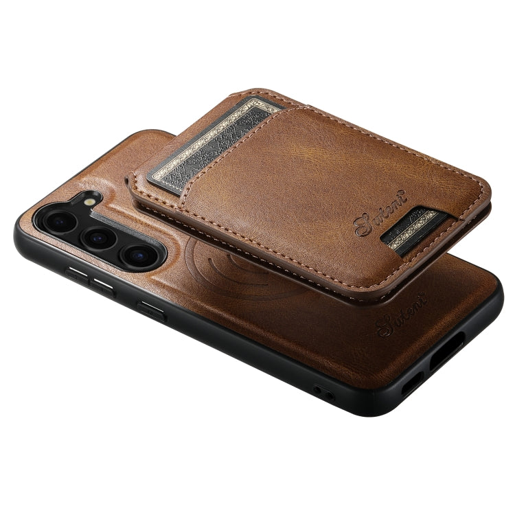 For Samsung Galaxy S24+ 5G Suteni H15  Oil Eax Leather Detachable Wallet Back Phone Case(Brown) - Galaxy S24+ 5G Cases by Suteni | Online Shopping UK | buy2fix