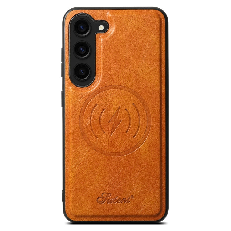 For Samsung Galaxy S24+ 5G Suteni H15 Oil Eax Leather Detachable Wallet Back Phone Case(Khaki) - Galaxy S24+ 5G Cases by Suteni | Online Shopping UK | buy2fix