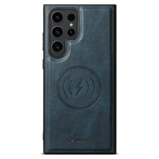 For Samsung Galaxy S24 Ultra 5G Suteni H15 Oil Eax Leather Detachable Wallet Back Phone Case(Blue) - Galaxy S24 Ultra 5G Cases by Suteni | Online Shopping UK | buy2fix