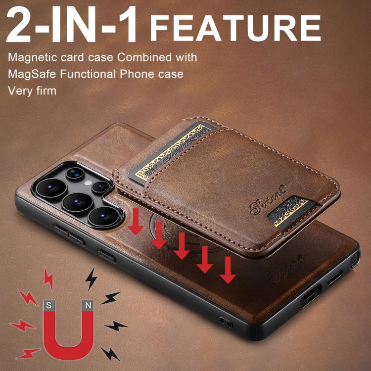 For Samsung Galaxy S25 Ultra 5G Suteni H15 Oil Eax Leather Detachable Wallet Back Phone Case(Red) - Galaxy S25 Ultra 5G Cases by Suteni | Online Shopping UK | buy2fix
