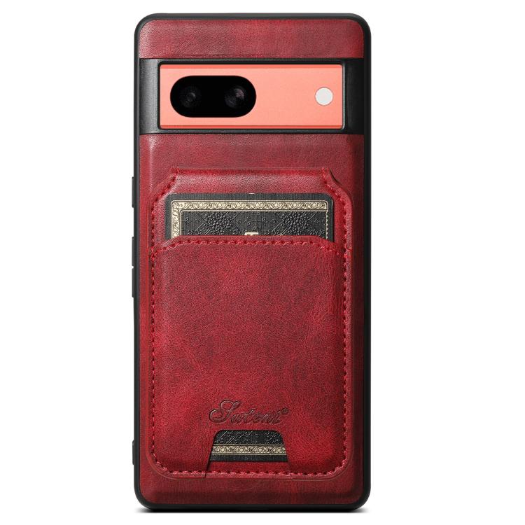 For Google Pixel 7a Suteni H15 Oil Eax Leather Detachable Wallet Back Phone Case(Red) - Google Cases by Suteni | Online Shopping UK | buy2fix
