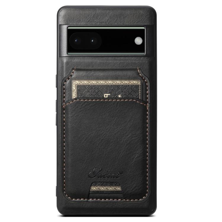 For Google Pixel 6 Suteni H15 Oil Eax Leather Detachable Wallet Back Phone Case(Black) - Google Cases by Suteni | Online Shopping UK | buy2fix