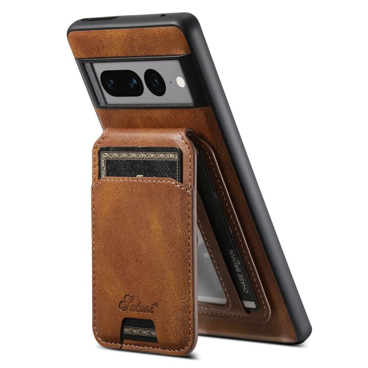 For Google Pixel 10 Pro Suteni H15 Oil Eax Leather Detachable Wallet Back Phone Case(Brown) - Google Cases by Suteni | Online Shopping UK | buy2fix