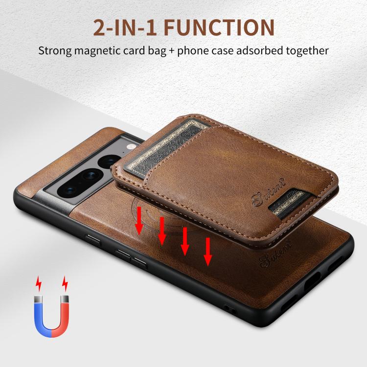 For Google Pixel 10 Pro Suteni H15 Oil Eax Leather Detachable Wallet Back Phone Case(Brown) - Google Cases by Suteni | Online Shopping UK | buy2fix