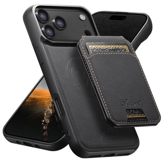 For iPhone 17 Pro Max Suteni H16 Litchi Texture Leather Detachable Wallet Back Phone Case(Black) - iPhone 17 Pro Max Cases by Suteni | Online Shopping UK | buy2fix