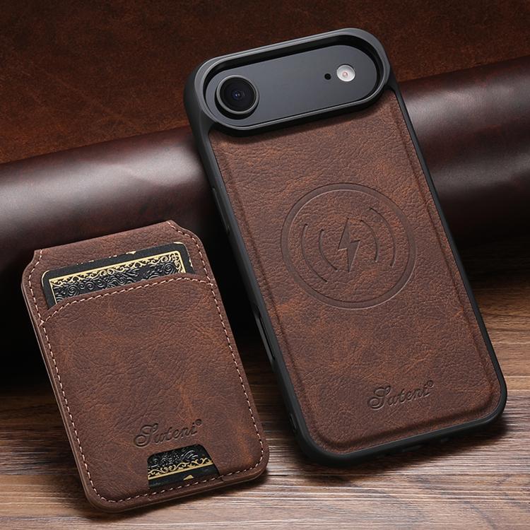For iPhone 17 Air Suteni H16 Litchi Texture Leather Detachable Wallet Back Phone Case(Brown) - iPhone 17 Air Cases by Suteni | Online Shopping UK | buy2fix