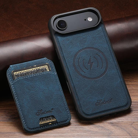 For iPhone Air Suteni H16 Litchi Texture Leather Detachable Wallet Back Phone Case(Blue) - iPhone Air Cases by Suteni | Online Shopping UK | buy2fix