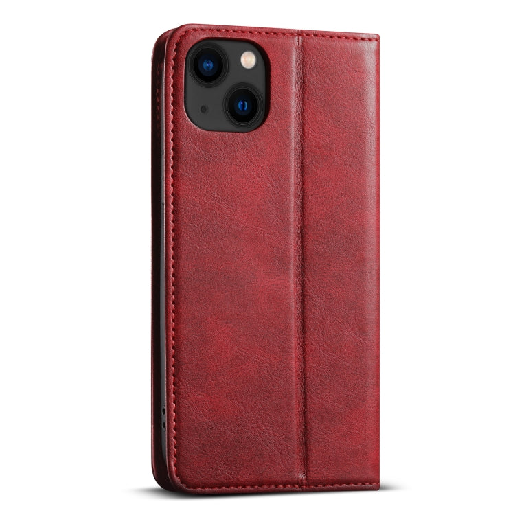 For iPhone 14 Suteni J02 Oil Wax Wallet Leather Phone Case(Red) - iPhone 14 Cases by Suteni | Online Shopping UK | buy2fix