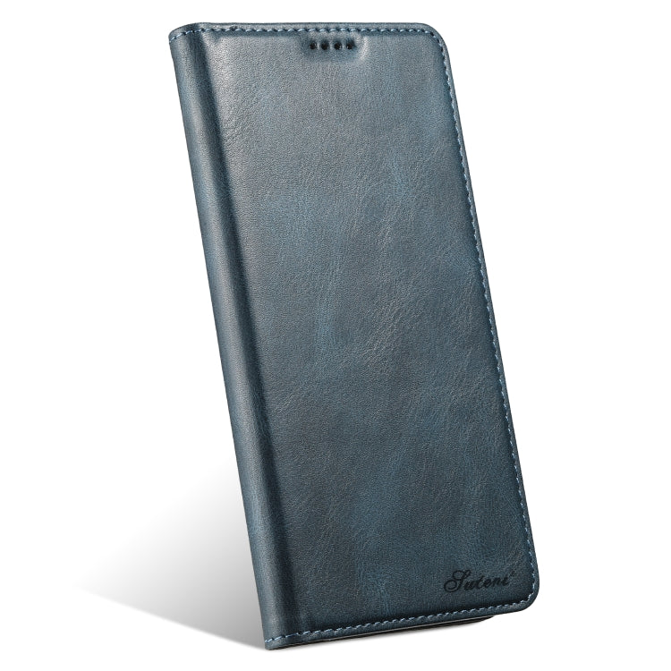 For iPhone 14 Suteni J02 Oil Wax Wallet Leather Phone Case(Blue) - iPhone 14 Cases by Suteni | Online Shopping UK | buy2fix