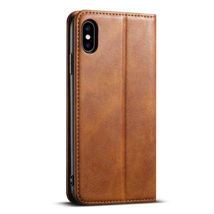 For iPhone XS Max Suteni J02 Oil Wax Wallet Leather Phone Case(Brown) - More iPhone Cases by Suteni | Online Shopping UK | buy2fix