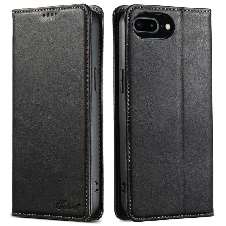 For iPhone 7 Plus / 8 Plus Suteni J02 Oil Wax Wallet Leather Phone Case(Black) - More iPhone Cases by Suteni | Online Shopping UK | buy2fix