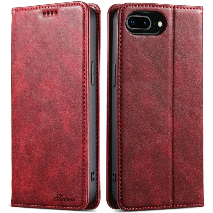 For iPhone 7 Plus / 8 Plus Suteni J02 Oil Wax Wallet Leather Phone Case(Red) - More iPhone Cases by Suteni | Online Shopping UK | buy2fix