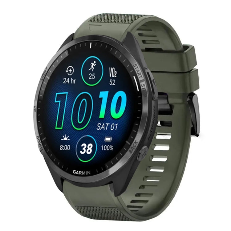 For Garmin Forerunner 965 Quick Release 22mm Silicone Watch Band(Army Green) - Watch Bands by buy2fix | Online Shopping UK | buy2fix
