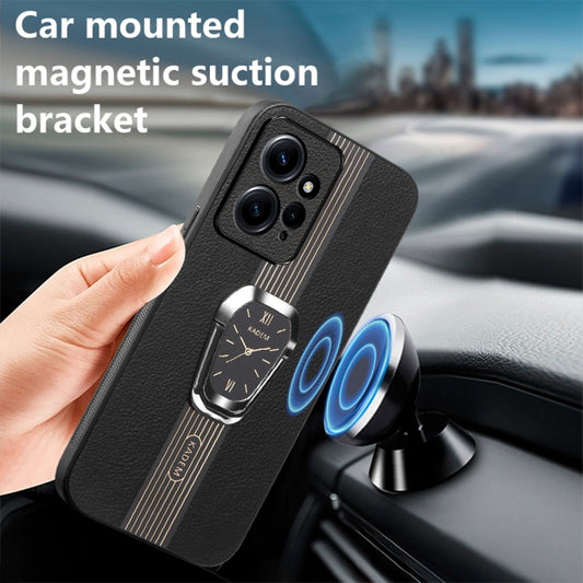 For Xiaomi Redmi Note 12 4G Magnetic Litchi Leather Back Phone Case with Holder(Black) by buy2fix