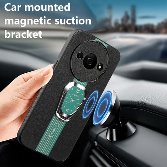 For Xiaomi Redmi A3 Magnetic Litchi Leather Back Phone Case with Holder(Green) by buy2fix