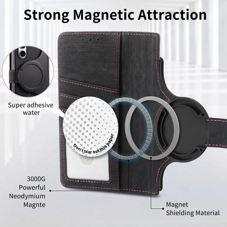 For Samsung Galaxy Z Fold5 5G Retro MagSafe Magnetic Zipper Wallet Leather Phone Case(Black) - Galaxy Z Fold5 Cases by buy2fix | Online Shopping UK | buy2fix