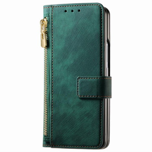 For Samsung Galaxy Z Fold5 5G Retro MagSafe Magnetic Zipper Wallet Leather Phone Case(Green) by buy2fix