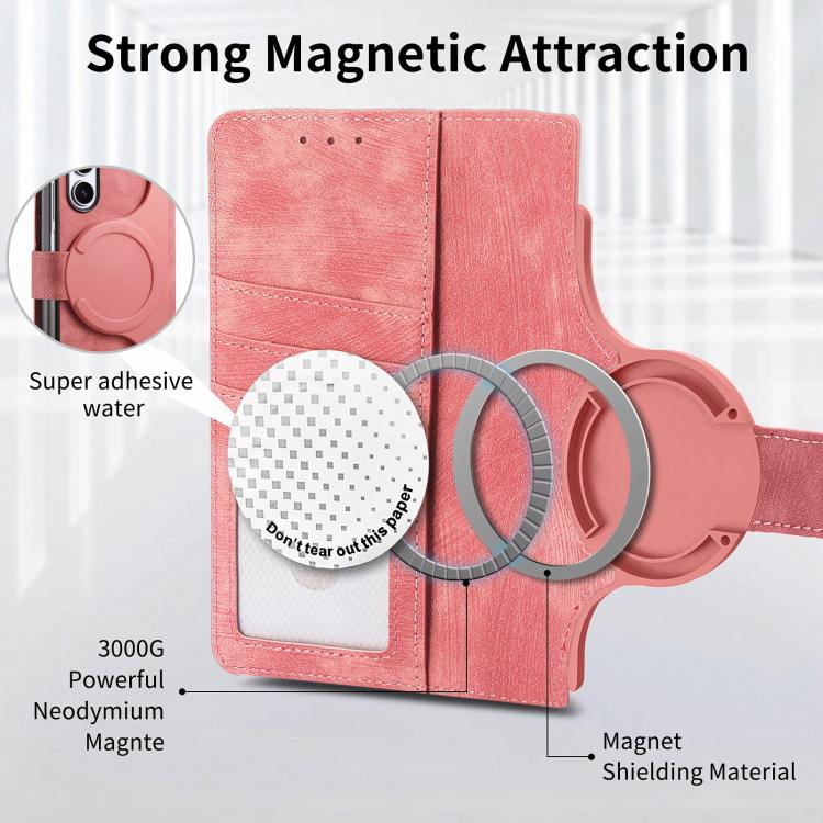 For Samsung Galaxy Z Fold5 5G Retro MagSafe Magnetic Zipper Wallet Leather Phone Case(Pink) - Galaxy Z Fold5 Cases by buy2fix | Online Shopping UK | buy2fix