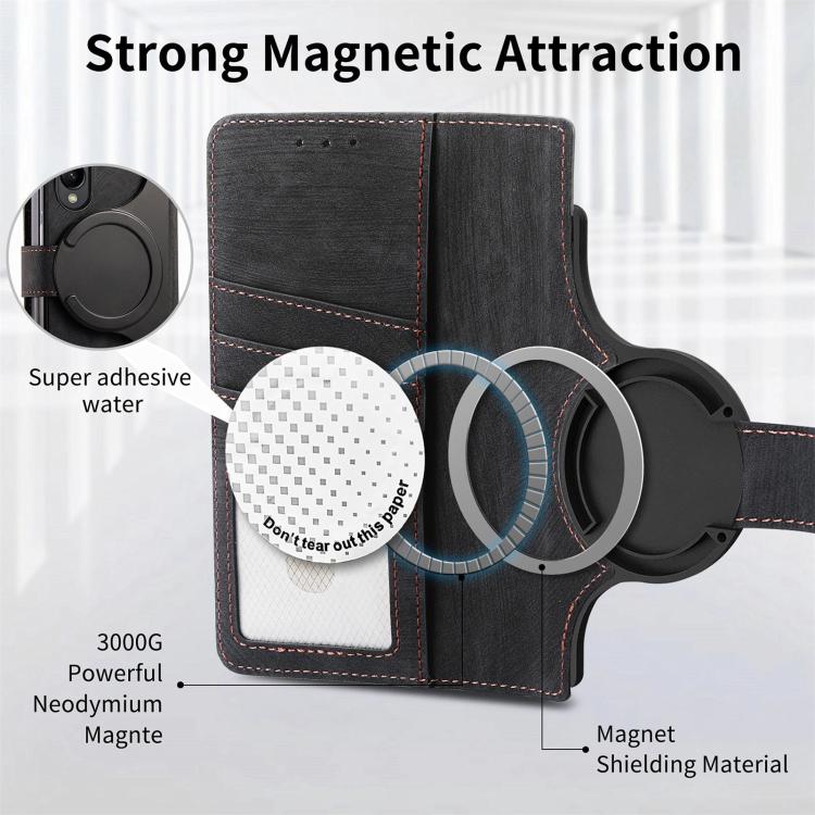 For Samsung Galaxy Z Fold4 Retro MagSafe Magnetic Zipper Wallet Leather Phone Case(Black) - Galaxy Z Fold4 5G Cases by buy2fix | Online Shopping UK | buy2fix