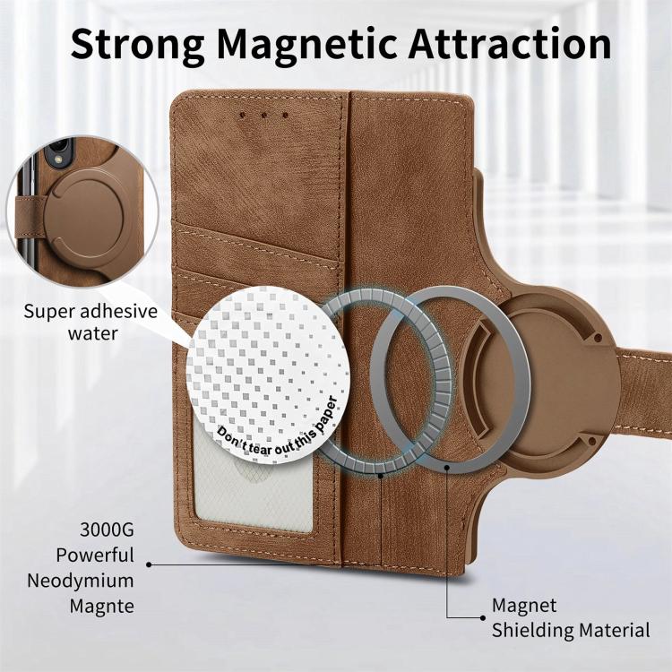For Samsung Galaxy Z Fold4 Retro MagSafe Magnetic Zipper Wallet Leather Phone Case(Brown) - Galaxy Z Fold4 5G Cases by buy2fix | Online Shopping UK | buy2fix