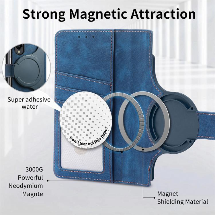For Samsung Galaxy Z Fold4 Retro MagSafe Magnetic Zipper Wallet Leather Phone Case(Blue) - Galaxy Z Fold4 5G Cases by buy2fix | Online Shopping UK | buy2fix