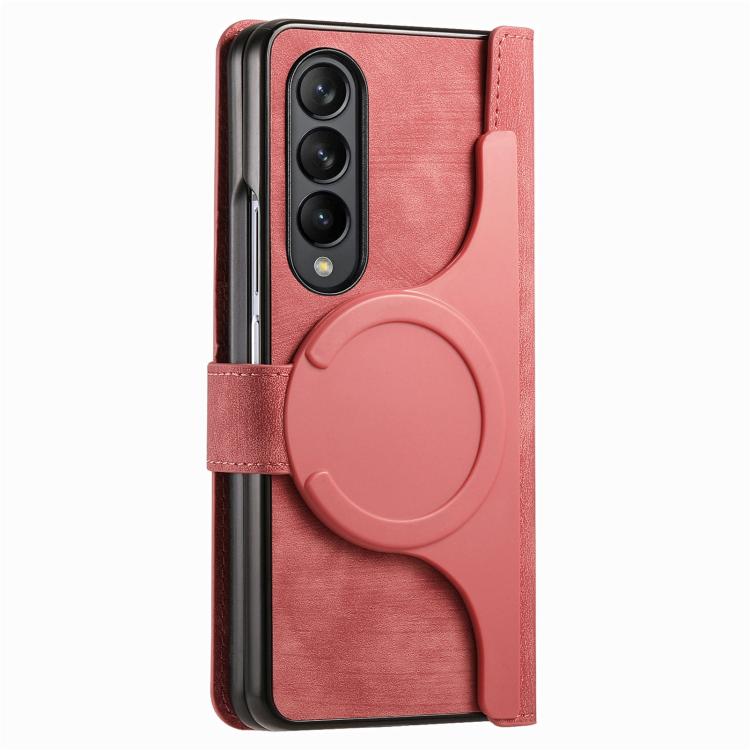 For Samsung Galaxy Z Fold4 Retro MagSafe Magnetic Zipper Wallet Leather Phone Case(Pink) - Galaxy Z Fold4 5G Cases by buy2fix | Online Shopping UK | buy2fix