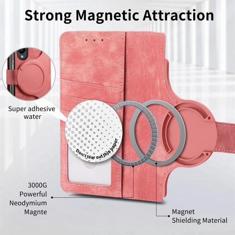 For Samsung Galaxy Z Fold4 Retro MagSafe Magnetic Zipper Wallet Leather Phone Case(Pink) - Galaxy Z Fold4 5G Cases by buy2fix | Online Shopping UK | buy2fix