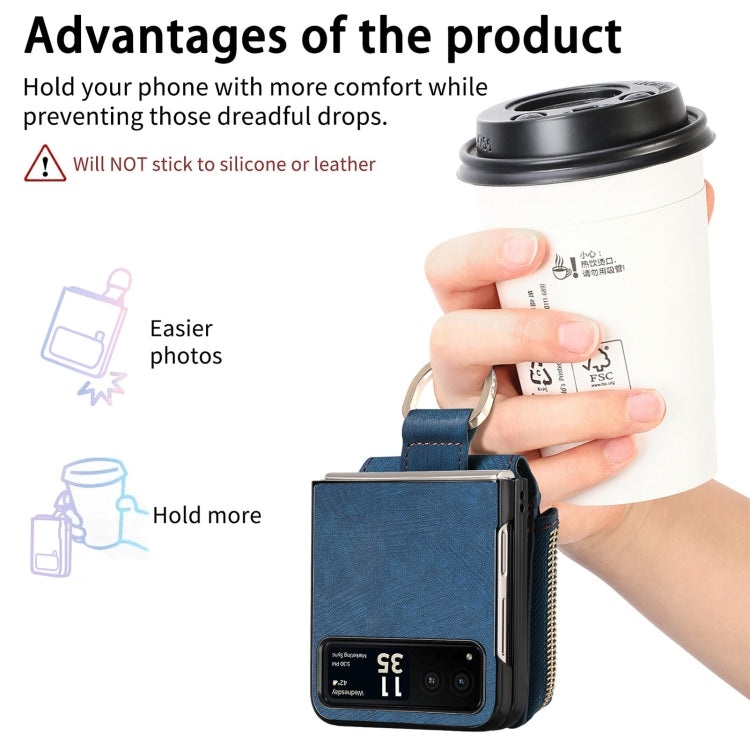 For Motorola Razr 40 Retro Skin-feel Ring Multi-card Wallet Phone Case(Blue) by buy2fix