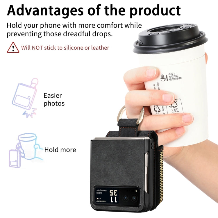 For Motorola Razr 40 Retro Skin-feel Ring Multi-card Wallet Phone Case(Black) by buy2fix